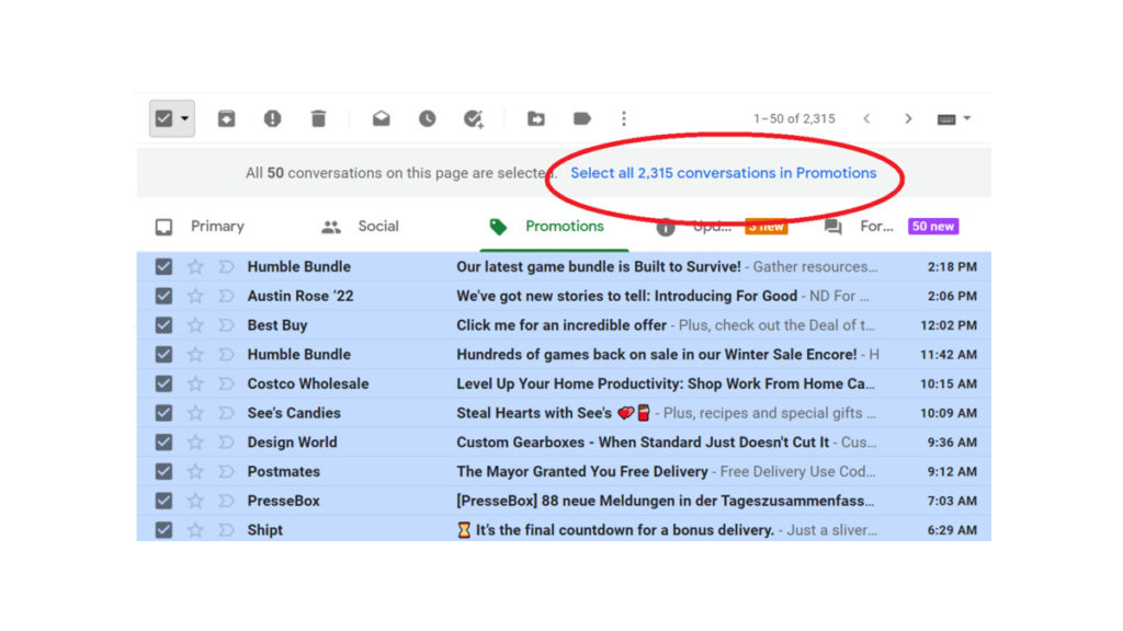 Clearing Promotional Emails