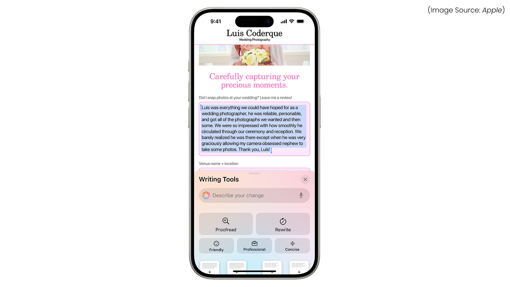 Writing Tools on iPhone