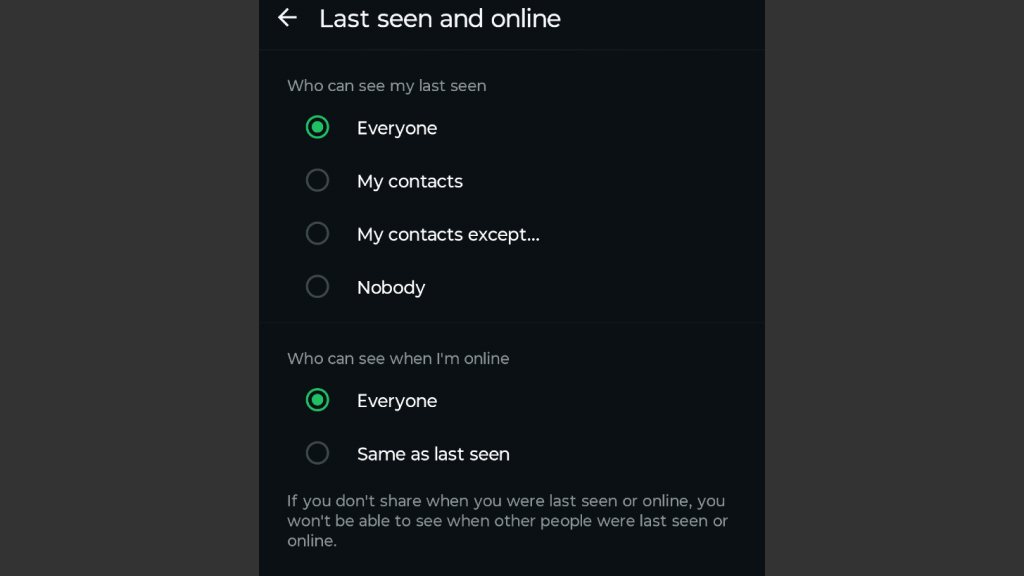 Hide Last Seen and Online Status