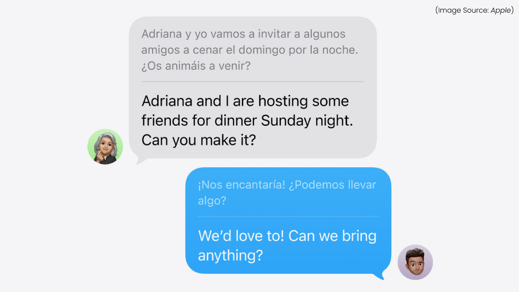 Live Translation in Messages, Facetime, Phone