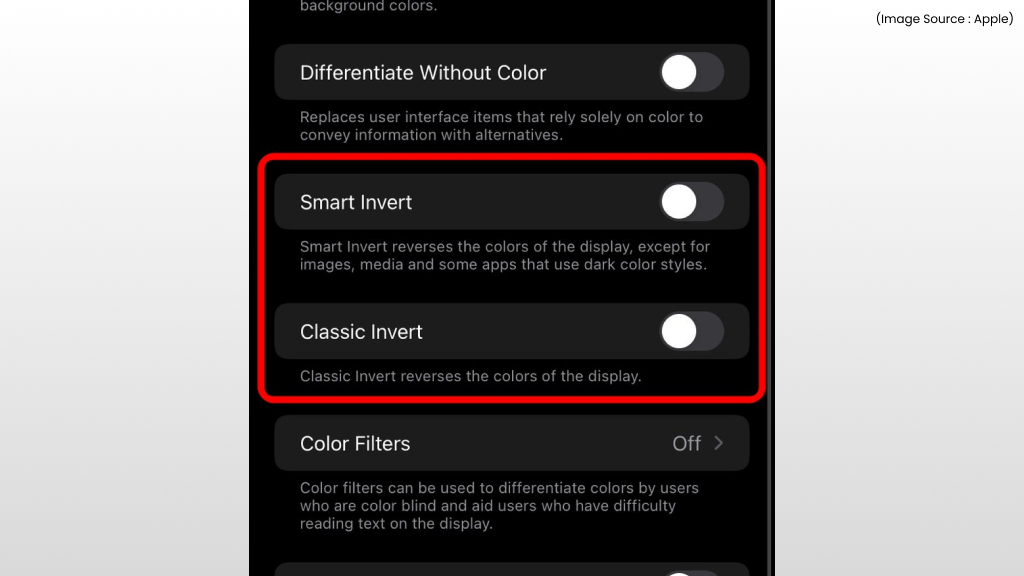 Check Smart Invert Settings